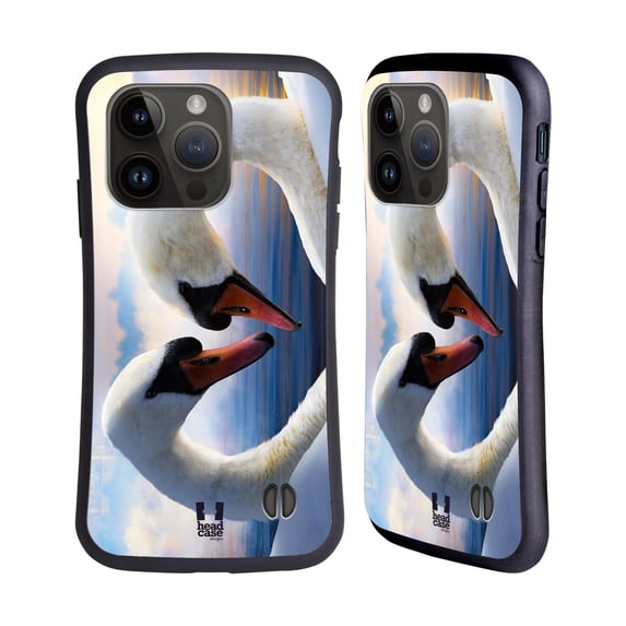 Head Case Designs Wildlife Swans In Love Hybrid Case Compatible with Apple iPhone 15 Pro