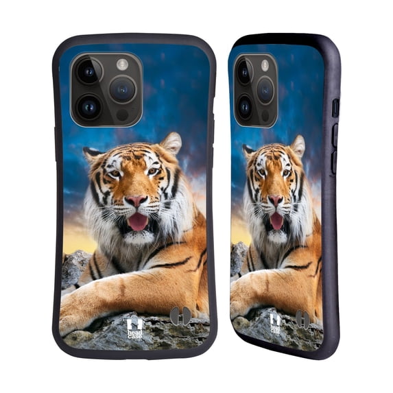 Head Case Designs Wildlife Tiger Sky Background Hybrid Case Compatible with Apple iPhone 15 Pro Max