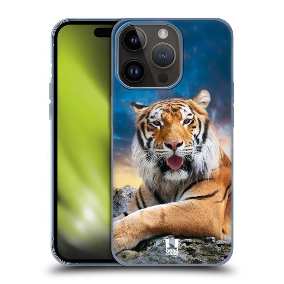 Head Case Designs Wildlife Tiger Sky Background Soft Gel Case Compatible with Apple iPhone 15 Pro