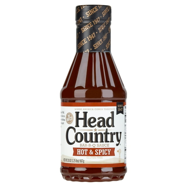 Head Country BarBQ Hot and Spicy Sauce, Gluten Free, 20 Ounce, 1 Pack
