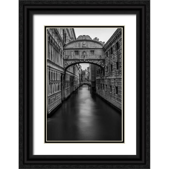 Head, Danny 11x14 Black Ornate Wood Framed with Double Matting Museum Art Print Titled - BandW Bridge of Sighs