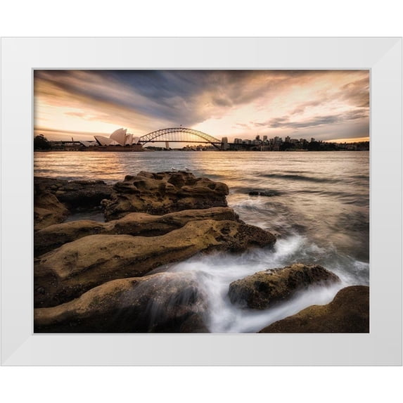 Head, Danny 18x15 White Modern Wood Framed Museum Art Print Titled - Sydney in Gold and Blue