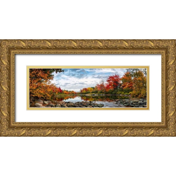 Head, Danny 24x11 Gold Ornate Wood Framed with Double Matting Museum Art Print Titled - Northeast Creek Panorama
