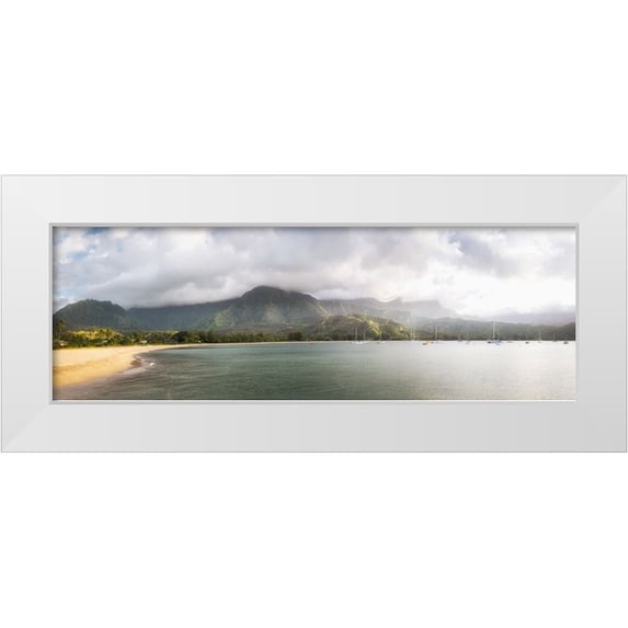 Head, Danny 24x11 White Modern Wood Framed Museum Art Print Titled - Hanalei Pano II