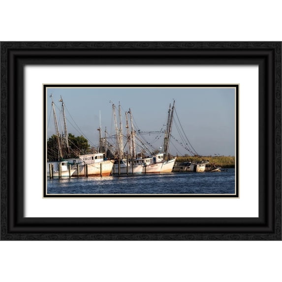 Head, Danny 24x15 Black Ornate Wood Framed with Double Matting Museum Art Print Titled - Waiting to Fish