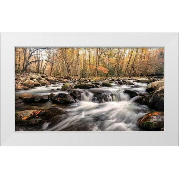Head, Danny 24x15 White Modern Wood Framed Museum Art Print Titled - Autumn at Porters Creek