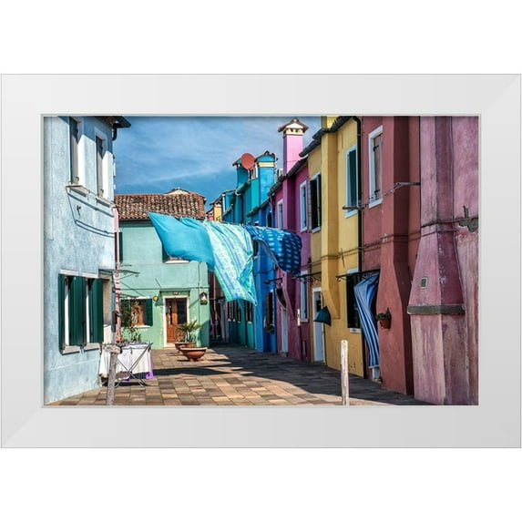 Head, Danny 24x17 White Modern Wood Framed Museum Art Print Titled - Burano Wash Day