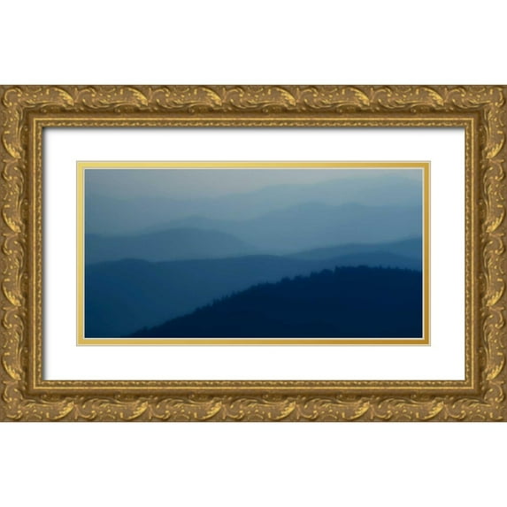 Head, Danny 32x18 Gold Ornate Wood Framed with Double Matting Museum Art Print Titled - Blue Layers