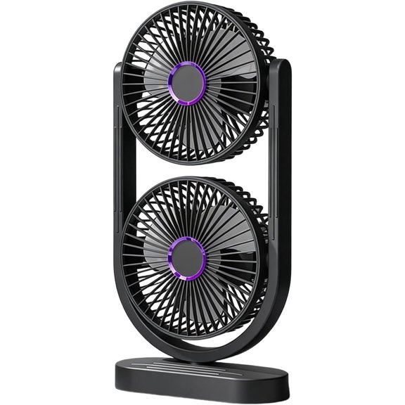 Head Desk Fan Rechargeable Three Speed Air Circulator Cooling Device for Home Office TabletopBlack