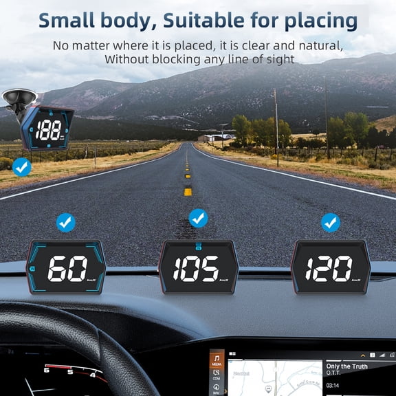 Head Display,Car Heads- Display Speed Meter Mph / Speed Meter With Overspeed Meter 3inch 3 Inch Vehicles And Inch Mph All Vehicles Universal Car Head Display Car Alarm All Car Head Head