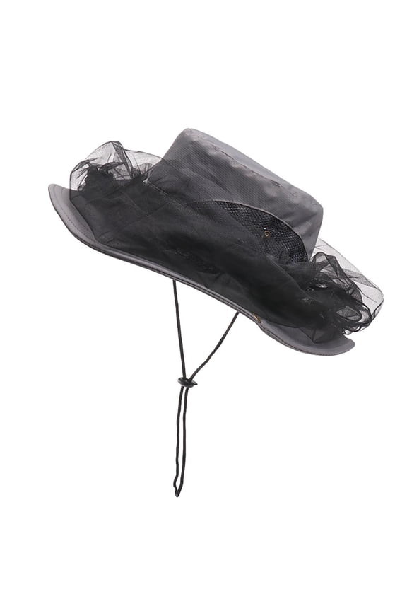 Head Foldable Net Hat, Safari Hat Sun Hat with Hidden Net, Boonie Hat, Mesh UV Protection Fit Outdoor Camping Fishing Hiking Gardening