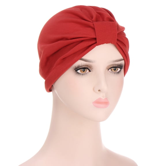 Head Hair Cover Turban Bonnet Women Baseball Caps Hat Wrap Scarf, Red