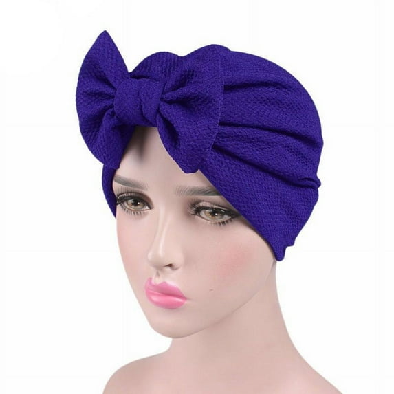 Head Hat Wrap Scarf Cap Women Bow Baseball Caps Solid Color Headwear Chemotherapy Cap Headscarf Cap (Purple,One Size)