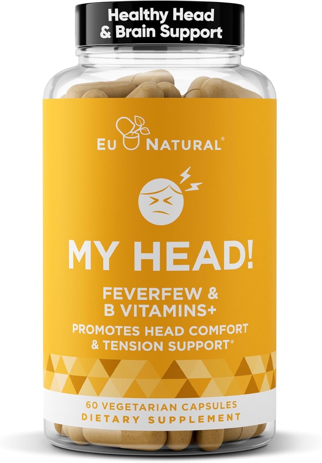 My Head! Headache Vitamins – Sensitivity, Tension, Comfort, Healthy Head Function for A Clear Mind – Fast acting Magnesium, Feverfew, Boswellia, Vitamin D, Ginger, & More – 60 Soft Capsules