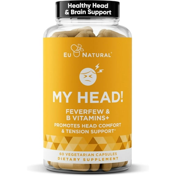 My Head! Headache Vitamins Sensitivity, Tension, Comfort, Healthy Head Function for A Clear Mind Fast acting Magnesium, Feverfew, Boswellia, Vitamin D, Ginger, & More 60 Soft Capsules