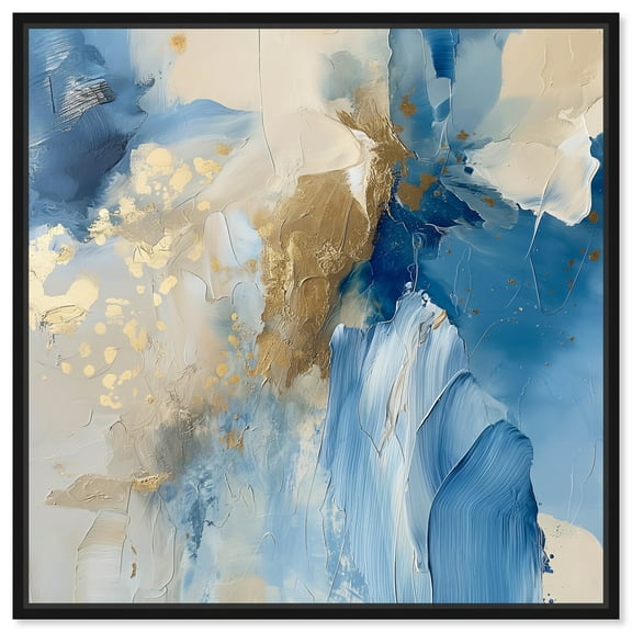 Head In The Clouds Blue Abstract Canvas Wall Art by Art Remedy, Black Floater Frame, 12"x12"