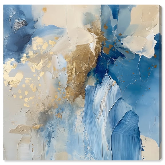Head In The Clouds Blue Abstract Canvas Wall Art by Art Remedy, Gallery Wrapped, 16"x16"
