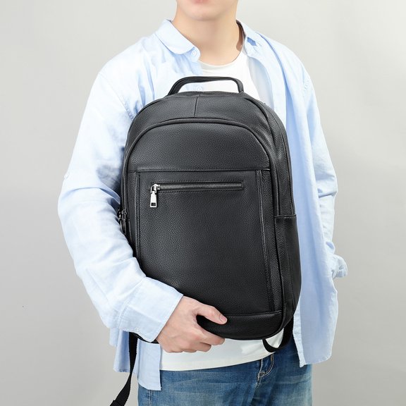 Head Layer Cowhide Backpack For Men With Large Capacity,Black