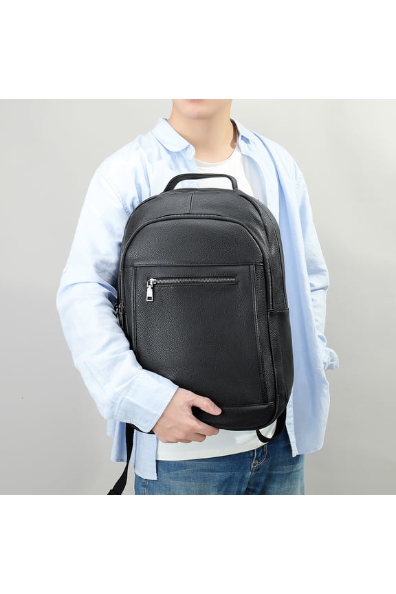 Head Layer Cowhide Backpack For Men With Large Capacity,Black