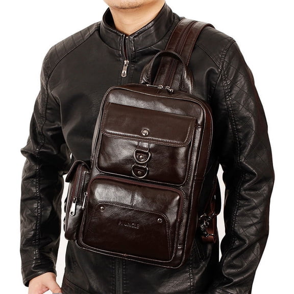 Head Layer Cowhide Multifunctional Backpack,S