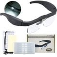 Rechargeable Eyeglasses Magnifier with 3 LED Lights, Detachable Lenses ...