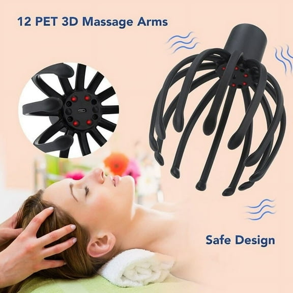 Head Massager Scalp, Electric Scalp Massager, Cordless Portable Head Scratcher, Kneading Hair Massage with 3 Modes, 360 Degree Head Massager for Scalp and Neck Stress Relief and Relaxation