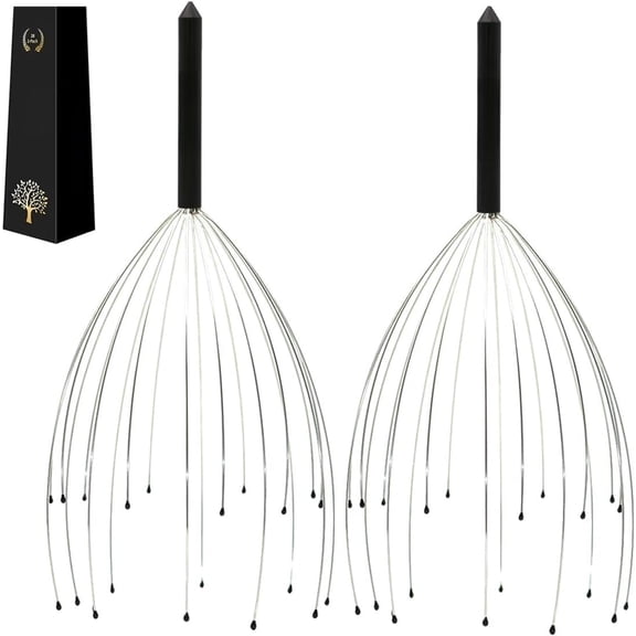 Head Massager Scalp Massager 20 Fingers Head Scratcher, Stocking Stuffers Gift for Scalp Body Relaxing (Red & Blue)