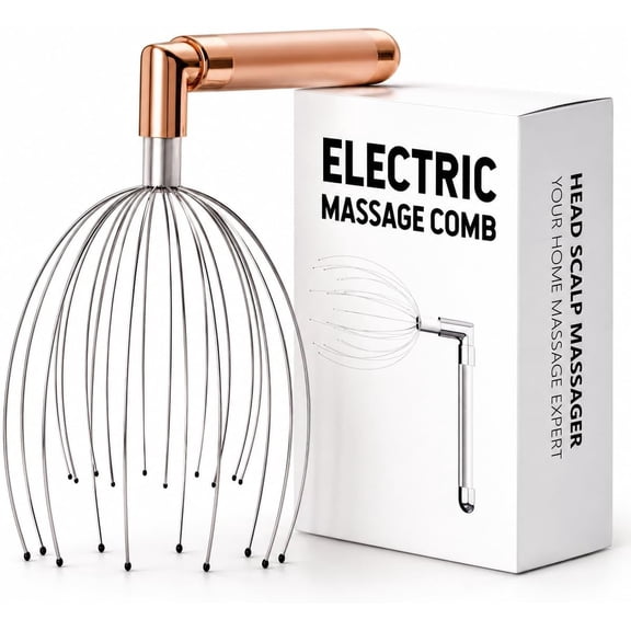 Head Massager Scalp, Vibrating Electric Scalp Massagers, Battery Powered Head Scratchers Massager Whisk Hair Massage Relax Tool with 20 Metal Fingers for Stress Relief, ldeal Gift for Women & Men