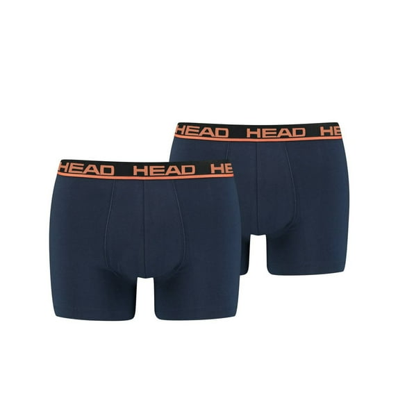 Head Men's Boxer Shorts, 2-Pack - Basic, Cotton Stretch, Plain Dark Blue/Orange L (Large)