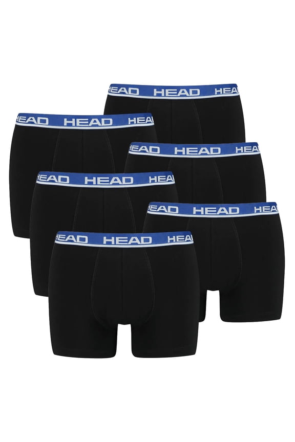 Men's Boxer Shorts, 6-Pack - Basic, Cotton Stretch, Plain Black/Blue Xl (X-Large)