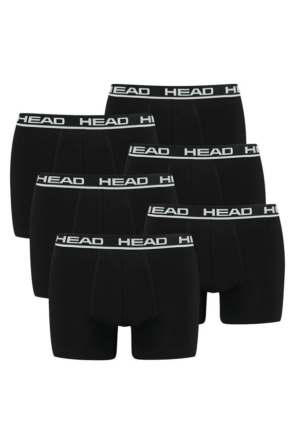 Men's Boxer Shorts, 6-Pack - Basic, Cotton Stretch, Plain Black L (Large)