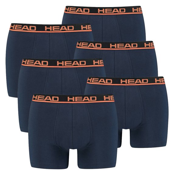 Head Men's Boxer Shorts, 6-Pack - Basic, Cotton Stretch, Plain Dark Blue/Orange M (Medium)