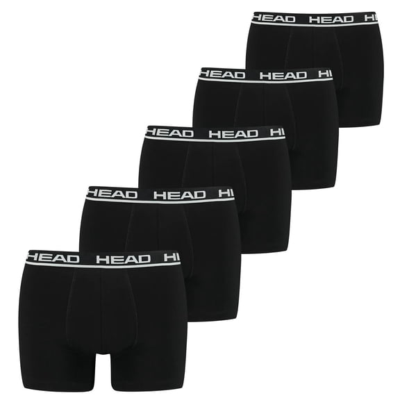 Head Men's Boxer Trunks, 5 Pack - Basic Boxer Trunks Ecom, Stretch Cotton Black L (Large)