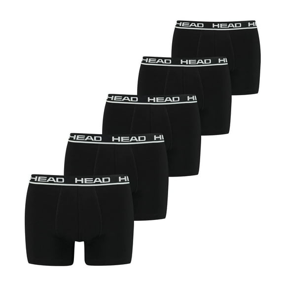 Head Men's Boxer Trunks, 5 Pack - Basic Boxer Trunks Ecom, Stretch Cotton Black S (Small)