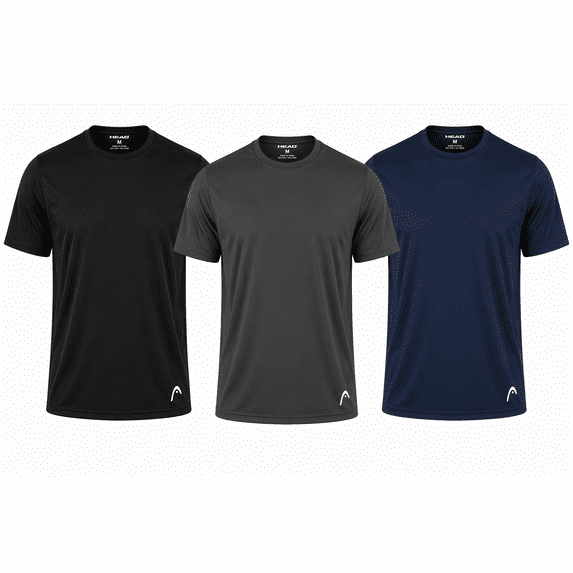 Head Mens 3Pk Performance Packaged Crew Undershirts, Bcn, L