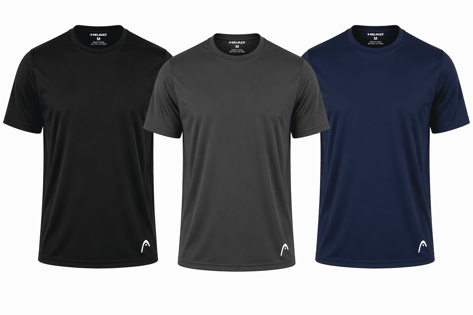 Head Mens 3Pk Performance Packaged Crew Undershirts, Bcn, S