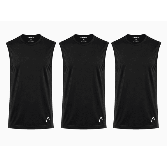 Head Mens 3Pk Performance Packaged Muscle Tee Undershirts, Black, L