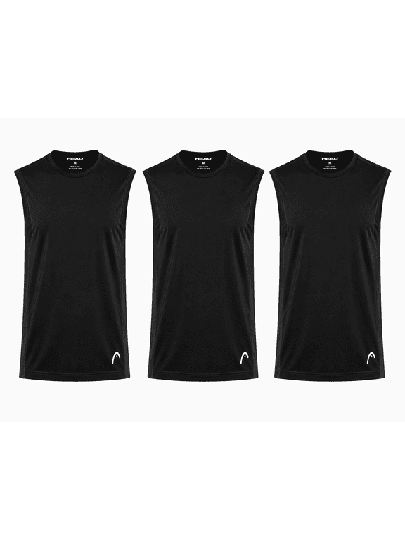 Mens 3Pk Performance Packaged Muscle Tee Undershirts, Black, L