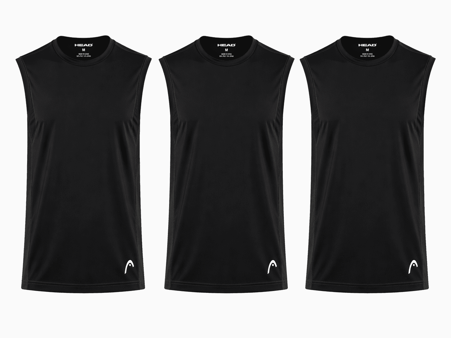 Head Mens 3Pk Performance Packaged Muscle Tee Undershirts, Black, S