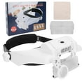 Head Mount Glasses Magnifier Battery Powered Magnifying Glass with Adjustable LED Light