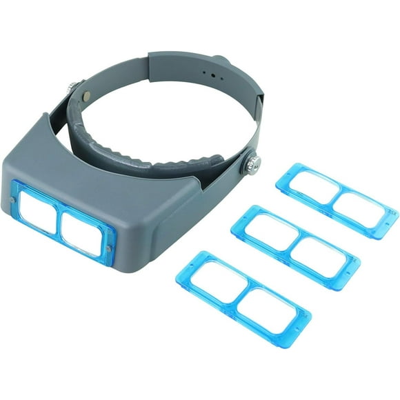 Head Mount Magnifier Visor Double Lens, Headband Magnifying Glasses, Professional Jeweler Loupe with 4 Replaceable Optical Lenses 1.5X, 2.0X, 2.5X, 3.5X for Repair, Crafts, Seniors with Low Vision