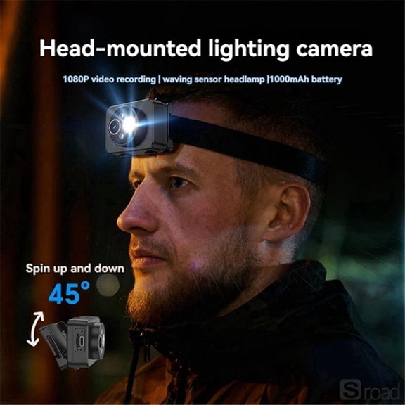 Head-Mounted Action Camera With LED Light, 1080P Full HD Sports Camera, Hands-Free Recording, Smart Wave Hand Induction, Long Battery Life, Wearable First-Person View Camera