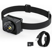 Head-Mounted Camera,LED headlamp,1080P HD Body Action Camera,Wearable Video Recording,Smart Sensing Control Shock-Absorbing Cam,Suitable for Nighttime Activities Electricians,Cycling,Fishing,Hiking