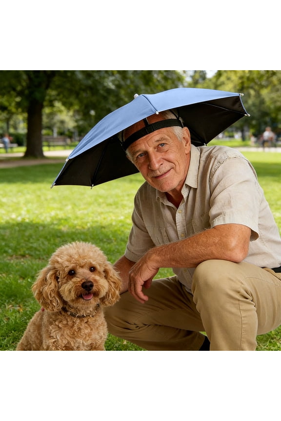 Head Mounted Umbrella Hat, Sun Rain Dual Protection, Large Coverage Shade, Hands-free Design, Adjustable Headband, Foldable Sunshade Cap for Beach Trips, Summer Outdoor Adventures
