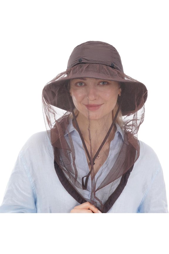 Head Net Hat, Safari Hat Sun Hat Bucket Hat with Hidden Net Mesh 1Pack