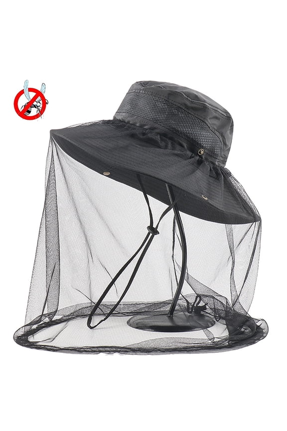 Head Net Hat, Safari Hat Sun Hat Bucket Hat with Hidden Net Mesh Mosquito Repellent Cap