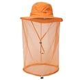 thumbnail image 1 of Head Net Hat，Wide Brim Sun Hat，Safari Hat Sun Hat Bucket Hat Fishing Hat with Netting Net Mesh for Men/Women，Orange, 1 of 7