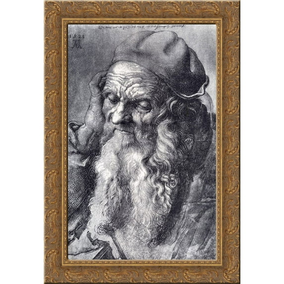 Head Of An Old Man 18x24 Gold Ornate Wood Framed Canvas Art by Durer, Albrecht