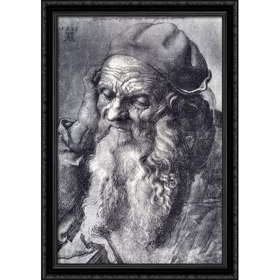Head Of An Old Man 28x40 Large Black Ornate Wood Framed Canvas Art by Albrecht Durer