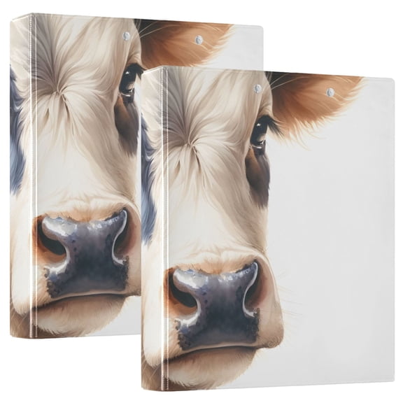 Head Of Cow 3 Ring Binders 1.5 inch Hardcover File Folders with Interior Pockets A4 Size Organizer for School Office Hospital